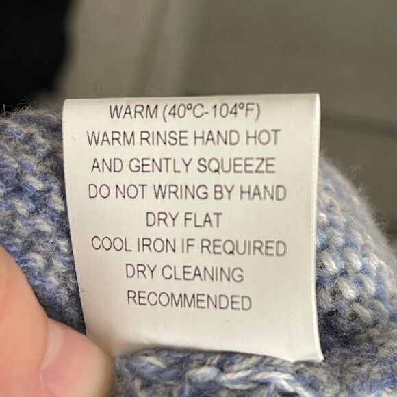 Celtic & Co. Women's Striped Sweater Made in Scotland blue grey white fine knit - Picture 5 of 6